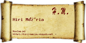 Hiri Mária névjegykártya